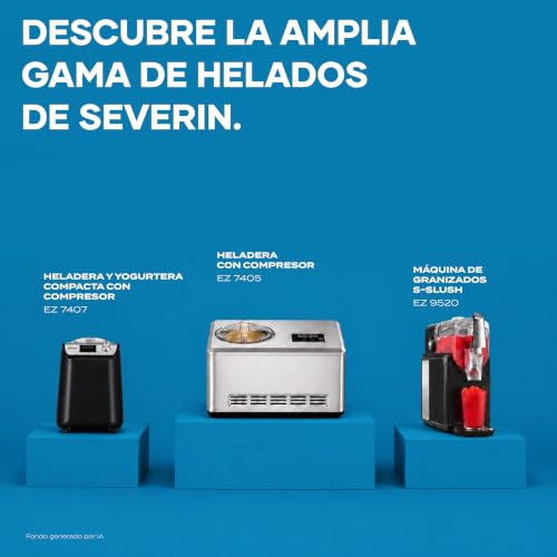 Miniatura 11 de Severin Heladera 2 En 1, Heladera Con Compresor Para Hacer Helado, Sorbetes Y Yogures Caseros, Máquina Para Hacer Helados Con 1 Recipientes Y Recetario, Acero Inoxidable, Ez 7405