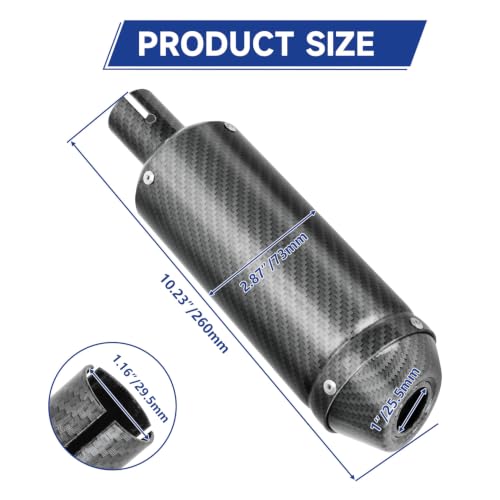 SHIQINHA Imitation Carbon Fiber 28mm Exhaust Muffler Silencer Compatible with 125cc 110cc Pit Dirt Bike SSR Tao tao Coolster Apollo, 1.1" Motorcycle Slip on Muffler for ATV Mini Bike Go Kart Parts by SHIQINHA - Used condition - Image 8