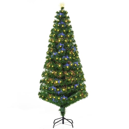 HOMCOM Árbol de Navidad 180cm Artificial Soporte Metálico Verde Natural