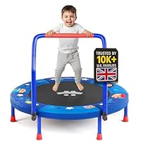 Happin 36\" Mini Foldable Toddler Trampoline for Kids with Height-Adjustable Handle, Noise-Free. Indoor & Outdoor, Kids Trampoline Indoor with Super Safety Pad & Durable Steel Frame.