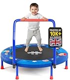 Happin 36" Mini Foldable Toddler Trampoline, Indoor Trampoline Kids with Height-Adjustable Handle, Noise-Free. Indoor & Outdoor with Super Safety Pad & Durable Steel Frame. - Image 1