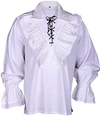BARES Renaissance Casual Pirate Shirt Medieval Men Costume White Small Size