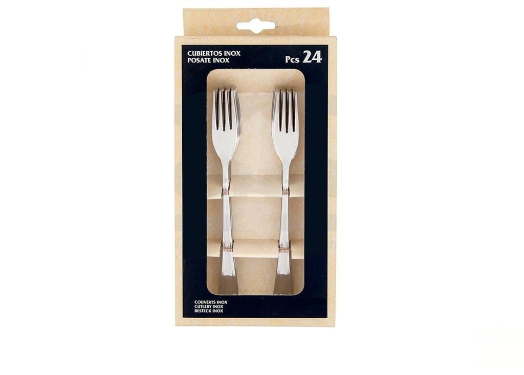 DRW Tenedor pequeño Aperitivos Acero INOX 24 Unidades Talla Unica