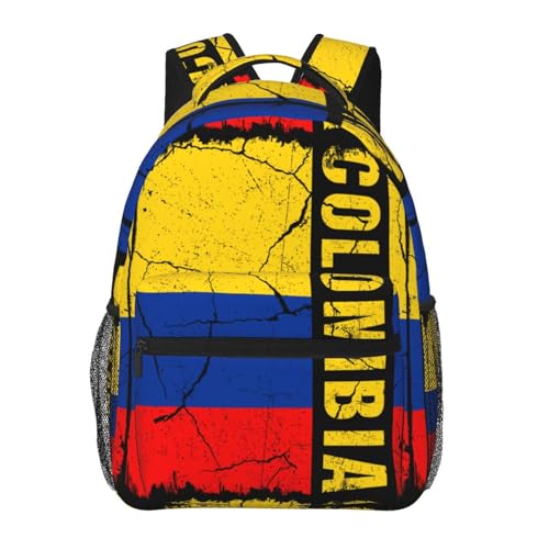 SEOCKA Vintage Colombian Flag Colombia Roots Casual Backpack Travel Pack Bag Laptop Backpacks With Side Pockets Front Zipper Pockets Bookpack Daypack Picnic Rucksack Computer Bag