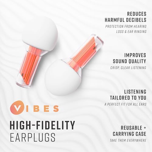 Image of Vibes High Fidelity Ear Plugs - Invisible Earplugs for Music Concerts, Musicians, Motorcycles, Airplanes, Raves, and Work - Noise Reduction and Hearing Protection - Fits All Ears - Orange