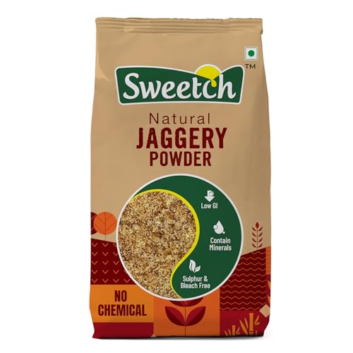 Image of Sweetch Natural Cane Jaggery Powder 1kg | Natural Sweetener | Refined Sugar Alternative contain Minerals, No Chemical, Sulphur & Bleach Free | Gur, Gud Powder for Baking & Cooking (Pack of 2)