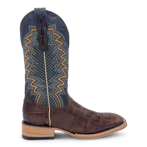 Vaccari Men's Navarro Genuine American Alligator Tail Leather Broad Square Toe Western Cowboy Boots3