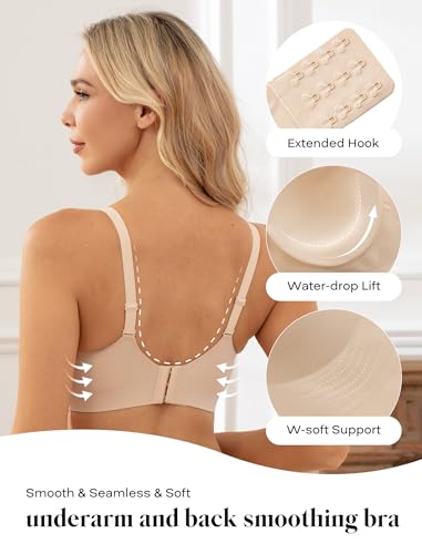 COMFELIE Seamless Wireless T-Shirt Bra for Women Full Coverage No Underwire Light Lift with Adjustable Straps Everyday Bra3