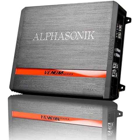 Alphasonik V600.4 Venum Series 1200 Watts Max 4-Channel Car Amp with Power Plant Chip 4-Way Protection Circuitry Multi-Channel Bridgeable Class A/B with Low Level Outputs & Selectable Input Switch Cover