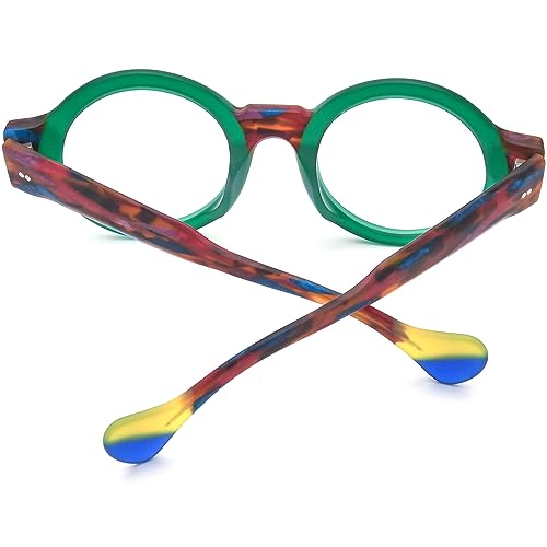 Image of HEPIDEM Multicolor Acetate Glasses Frame Women Oversize Vintage Round Eyeglasses Optical Spectacles 9271