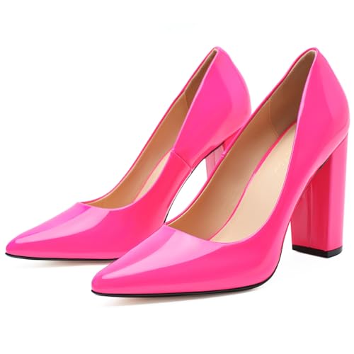 Image of Unisex High Heels for Men and Women 4.7 Inch Chunky Block Heels | Pointed Toe Pumps Dress Party Comfortable Shoes