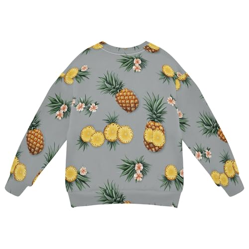 JUNZAN Cartoon Pineapples Fruit Grey Little Boys Sweatshirts Hoodies Long Sleeve Hoodie for Boys Athletic 4T2