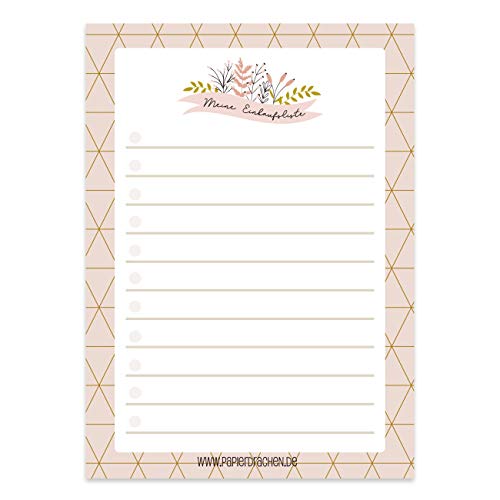 Papierdrachen Essensplaner Mealplaner und Einkaufsliste als Notizblock - Menüplanung leicht gemacht in DIN A4 und DIN A6 - Wochenplaner mit Blumenmuster - Ideal für den Haushalt - Set 13