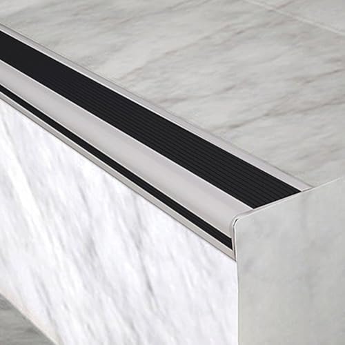 Generico Profilo per Bordi delle Scale in PVC, Profilo Angolare Angolare a Forma di L, Antiscivolo Tagliabile per Scale Esterne Interne in Legno Metallo e Piastrelle,A-200cm