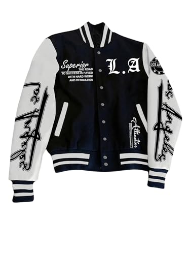 SOLY HUX Men's Varsity Jacket Color Block Letter Graphic Print