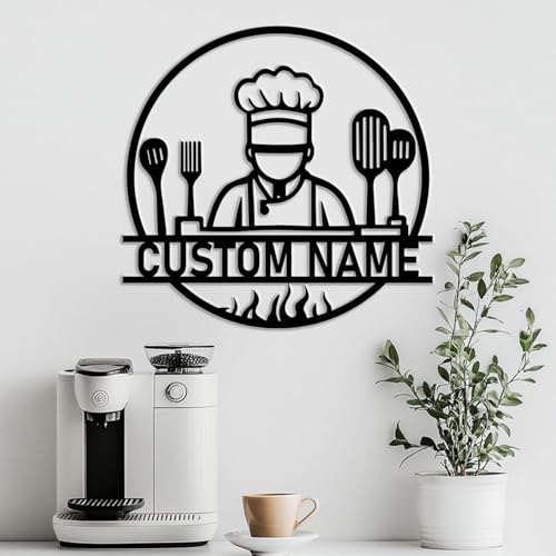 Custom Kitchen Name Metal Art Sign,Kitchen Decorations,Personalized Chef Kitchen Decor