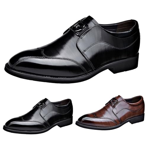 Mens Classical Shoes Formal Prom Footwear Business Leather Fashion Comfort Vintage Casual Work Party Dancing Wedding Non Slip Slip on Waterproof Office Shoes