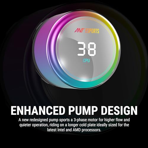Ant Esports ICE Chroma 240 ARGB 240mm ARGB Liquid Cooler/AIO with CPU Temperature Display - Black | Support Intel & AMD CPU Socket AM5, AM4, AM3,... - Image 3