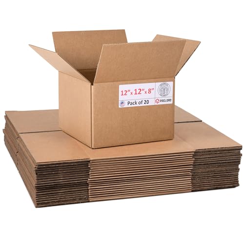 Image of Medium Cardboard Boxes 12 inchL x 12 inchW x 8 inchH (Pack of 20) - USA-Made Packing Boxes for Moving, Shipping, or Storage - USPS, UPS, FedEx Approved - Professional Packing Supplies for Moving | USA-Made Packing Boxes for Moving, Shipping, or Storage - USPS, UPS, FedEx Approved - Professional Packing Supplies