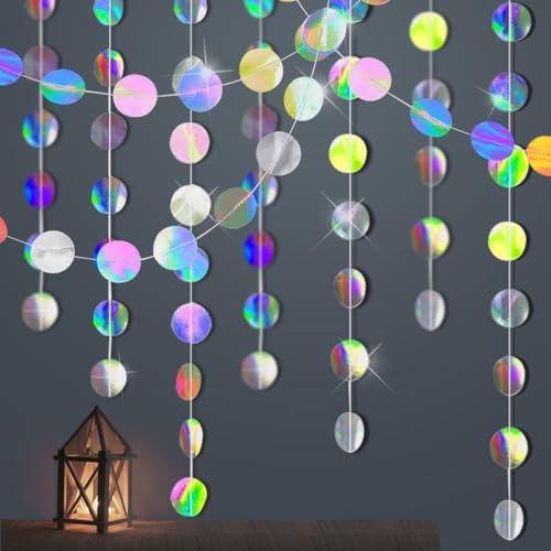 65 Pies Guirnalda de Papel Redonda de Colores, 5 Piezas Guirnalda de Círculos de Papel Brillante, Decoracion Colgante Fiesta, para Bodas Cumpleaños Fiestas Tiendas Decoración del Hogar