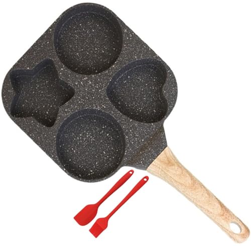 THUCHENYUC Sartén Antiadherente De 4 Tazas For Huevos, Ideal For Desayuno For Huevos Filetes Y Panqueques Ideal For Cocinas De Gas Y De Inducción(Black)