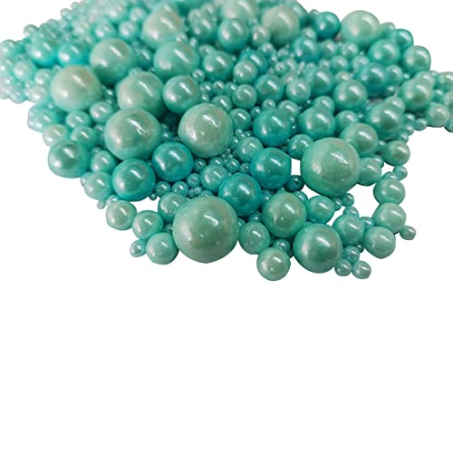 Image of Edible Blue Sugar Pearls Candy Sprinkles 120G / 4.23Ounce Baking Cake Sprinkles Cupcake and Cake Topper Cookie Decorations Wedding Party Valentines Halloween Christmas Supplies