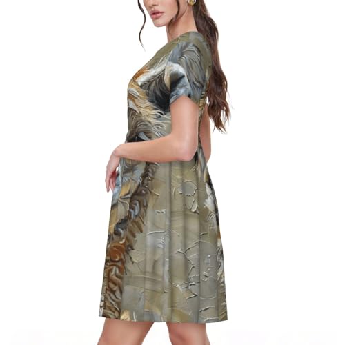 Robe d'été manches courtes imprimé lama pour rester fraîche et chic - 2