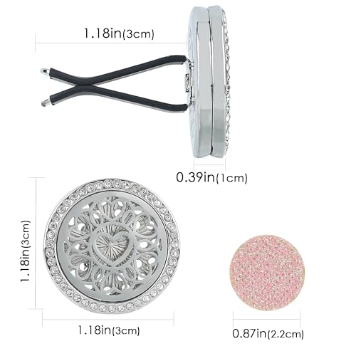 Image of Essential Oil Car Diffuser Vent Clips, Sparkling Essential Oil Car Diffuser, with 20 Refill Pads, for Long Lasting Automotive Odor Eliminator Decoration Accessories for Women Girls (2 Pcs)