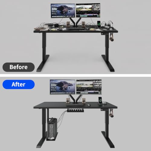 60" Electric Standing Desk with Power Outlets& USB, Computer Workstations Desk with Monitor Mount and PC Tower Holder, Height Adjustable Sit-Stand Office Desk for Home Office, Black - Image 9