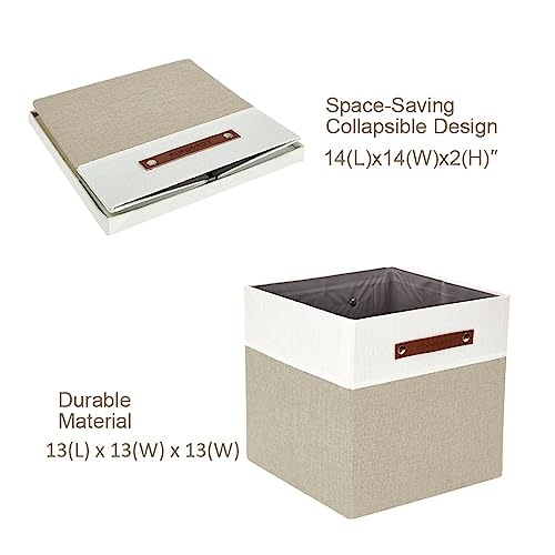 Image of DECOMOMO Foldable Storage Bin | Collapsible Sturdy Cationic Fabric Storage Basket Cube W /Handles for Organizing Shelf Nursery Home Closet (Beige & White, Cube with Lid - 13 x 13 x 13-3 Pack)