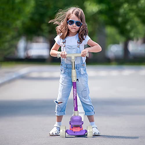 Image of R for Rabbit Road Runner Mario Scooter for Kids 3+ Years, 4 Level Height Adjustment, PU LED Wheels, Weight Capacity Up to 75 kg (Purple Pink)