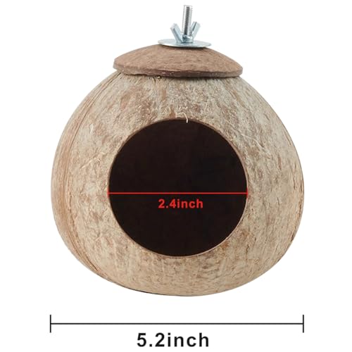 Image of Bird Nest for Cage Natural Coconut Shell Birds House 2 Pack Parakeet Hide Breeding Hut Bird Cage Accessories & Decor Hamster Toys for Parrot Lovebirds Budgies Cockatiel Conure Finch Canary