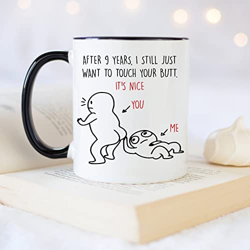 Younique Designs 9 Year Anniversary Mug, 11 Ounces, Funny 9Th Anniversary Coffee Mug For Her And Him, Ninth Year Wedding Anniversary Cup, 9Th Wedding Anniversary Mug (Black Handle) #TOP3