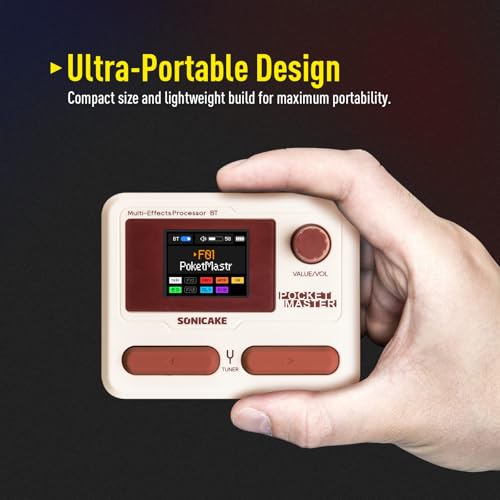 Image of SONICAKE QME-10WH Pocket Master-Multi Effects Guitar Pedal with 9 Effects Modules 100 Drum Rhythms and Looper 100 Presets 20 Amp /Cab Electric Guitar Effects Processor OTG USB Audio Interface BT