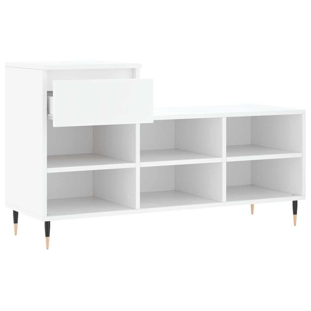 Armoire à Chaussures Blanche en Bois d'Ingénierie 102x36x60 cm avec Tiroir
