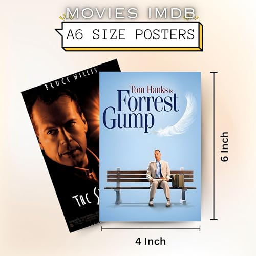 Posters Inc Pack of 54 Top IMDB Movies Posters, Home Decor Items For Living Room, Aesthetic Wall Stickers For Bedroom And Gym, Gifts For Men, 4x6 Inches Size Collage Art Kit, 300 GSM Paper