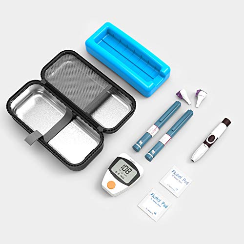 Image of SHBC Ethylene Vinyl Acetate (EVA) Oxford Insulin Pen Carrying Case Portable Medical Cooler Bag For Diabetes With Protective Ice Brick - Convenient To Changing Needles With Each Injection, Black