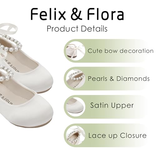 Felix & Flora Toddler Little Ballet Shoes Ivory White Size 12 Flower Girls Mary Jane Flats Dress Shoes Party Wedding by Felix & Flora - Image 4