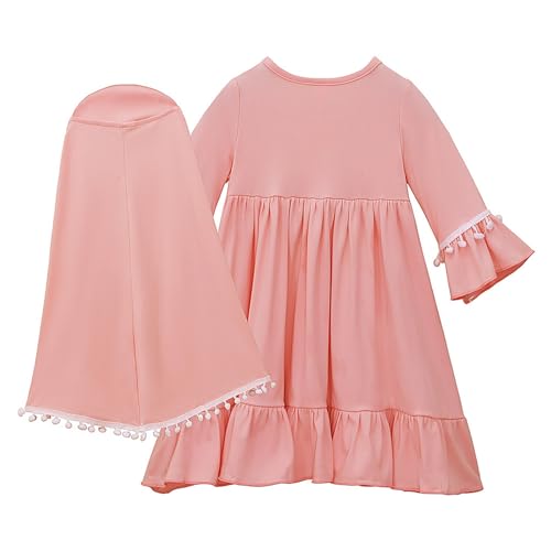 Girls Prayer Cloth Baby Muslim Abayas Dress Hijab 2pc Prayer Clothes for Toddler Girl Ramadan Dresses3