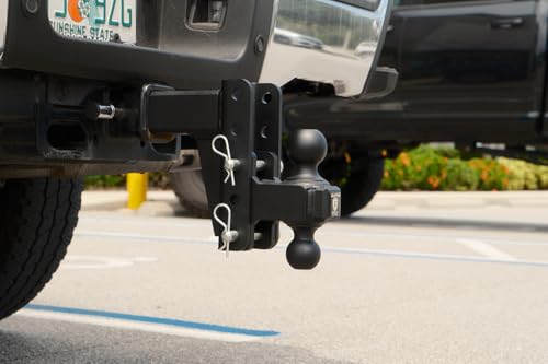 Image of BulletProof Hitches - 2.5 inch Adjustable Heavy Duty Trailer Hitch (22,000 lb. Rating) - 4 inch Drop /Rise Trailer Hitch with 2 inch & 2-5 /16 inch Dual Ball - Powder Coat, Solid Steel, Corrosion-Resistant