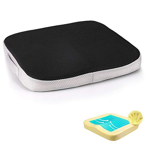 Memory Foam Gel Seat Cushion for Orthopedic Comfort Therapy Ergonomic Design to Relieve Long Sitting Pressure and Back Pain Ideal for Office Chair Car Seat Wheelchair 1 Piece