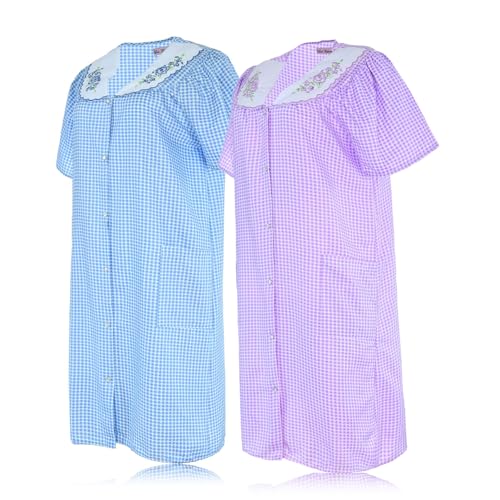 JEFFRICO House Dresses for Women with Pockets - Lightweight Breathable Short Sleeve Housecoat3