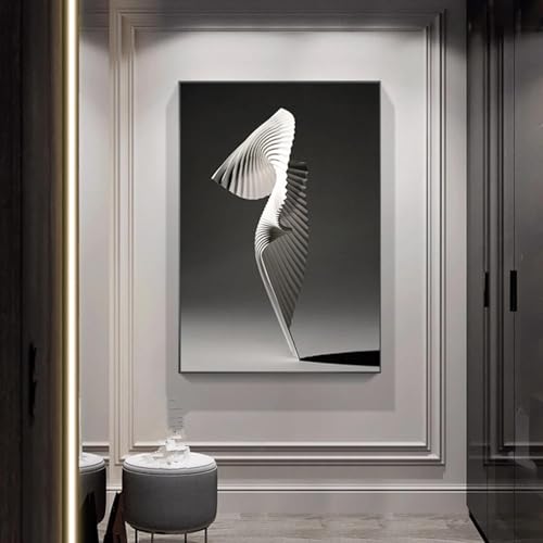 Art mural minimaliste géométrique noir et blanc affiche salon contemporain