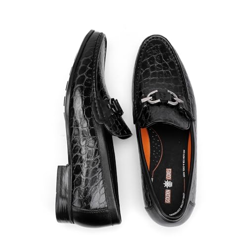 Image of Premium Dress Shoes for Men, Classic Alligator Printed Business Leather Dress Slip on Loafer Shoes for Mens
