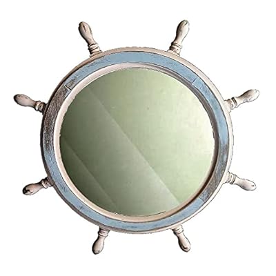 DRH Wood Ship Wheel Nautical Wall Mirror - Antique Style Decorative Wall Mirror - Home Décor - Wall Mounted Mirror Ship… 41YudcuOVMS. SS400