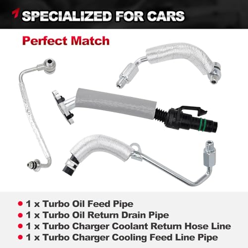 Image of 1.4L Turbo Oil Return Drain Line & Oil Feed Pipe Tube Compatible with 2011-2015 Chevy Cruze, 2012-2020 Sonic, 2013-2018 Trax, 2013-2018 Buick Encore, Turbocharger Line Replace# 667-023 55587854
