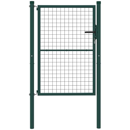 Outsunny Portillon de jardin en acier 97 x 175 cm portail de jardin avec serrure, clés et poignée, décoration en flèche, portillon de patio extérieur, vert