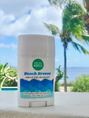 Fresh Monster Natural Deodorant For Kids And Teens I Aluminum-Free, Paraben-Free And Hypoallergenic I Dermatologist Tested I 24-Hour Protection I Beach Breeze Scent I 1.76 Oz I 1 Count #TOP5