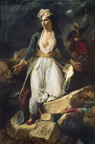 Impression sur toile premium La Grèce expirant Delacroix affiche d'art salon 60x90cm