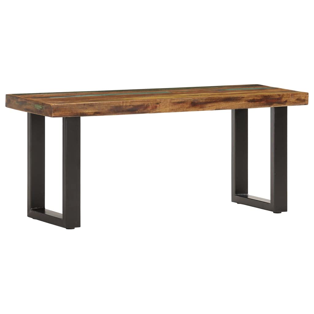 Genérico Banco de Madera Maciza reciclada y Acero 110 cm,Mobiliario,Bancos,Bancos para recibidores y Almacenamiento,Marrón,11.58 kg,286458